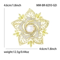 Vintage gouden camelia bloem broche met witte parel en sprankelende zirkoon accenten - Goud (8293-GD)