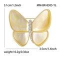 Elegante broche de mariposa dorado con nácar natural y piedras de circonio - Oro Real - Nácar Amarillo
