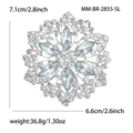 Elegante spilla a fiore con strass, base in metallo argentato e cristalli, misura 7,1 cm - Argento