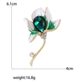 Floral brooch with green emerald crystal and white-green enamel finish (6.1x4cm) - Green