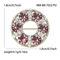 Spilla rotonda dorata da 1,8 cm con cristalli viola e piccoli strass bianchi lucidi - Oro Caffè Viola