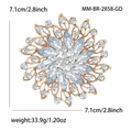 Macro detail of 7.1cm gold flower brooch with marquise crystals and sparkling rhinestones - Gold (MM-BR-2858-GD)