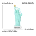 Spilla miniatura Statua della Libertà verde menta con scritta New York alla base - Argento Antico