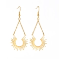 Elegante 18K vergulde roestvrijstalen hangoorbellen met minimalistische zonnestraalhangers - Goud