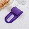 Adjustable dark purple coral fleece headbands with velcro for SPA and skincare - Purple