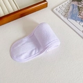 Light purple plush spa headband with adjustable velcro strap for facial skincare - White