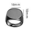 Minimalist matte black stainless steel signet ring featuring an 18mm round face - Size 8 / Round Flat Top Style (13-B-2) / Black