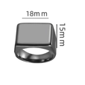 Black stainless steel square signet ring for men, 18mm x 15mm face dimensions - Size 7 / Square Signet Style (18x15mm) / Black
