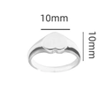 Minimalist polished stainless steel heart signet ring with a 10mm engraving surface - Size 7 / Heart Signet Style / Steel