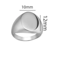 Minimalist silver-colored stainless steel signet ring with a circular flat top for men - Size 7 / Oval Signet Style / Steel