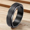 Matte black stainless steel rotating decompression ring with frosted sand finish - Size 13 / Sandblasted Spinner Style (20-E-3) / 6mm / Black