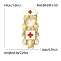 Modische Krankenschwester-Brosche aus Goldlegierung, weißem Emaille und Katzenauge - Gold - Krankenschwester Design (MM-BR-2815)