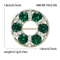 Spilla rotonda dorata con strass verdi e cristalli trasparenti per sciarpe e abiti - Oro Caffè Verde