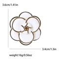 Classic white camellia enamel brooch with gold accents, 3.6cm x 3.4cm size detail - White