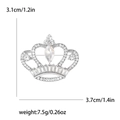 Spilla a corona d'argento con strass brillanti e dimensioni indicate in centimetri - Argento