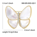 Elegante broche de mariposa de nácar blanco con bordes dorados y detalles de circón - Oro Real - Nácar Blanco