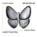 Elegante broche de mariposa con alas de nácar natural y detalles de cristal brillante - Paladio Blanco K - Nácar Negro
