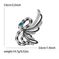 Spilla artistica a cigno con strass scintillanti e occhio con gemma blu preziosa - Nero (2876-BK)