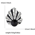 Broche de aleación en forma de concha negra y plateada con pedrería en forma de abanico - 2871-BK / Negro