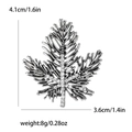 Detailed view of maple leaf brooch showing 4.1cm x 3.6cm size and 8g weight metrics - Antique Silver