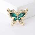 Squisita spilla a farfalla dorata con cristalli marquise smeraldo e strass bianchi - Verde (MM-BR-2872-GN)