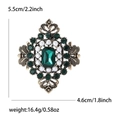 Baroque style brooch with emerald cut green crystal, pearls and gold hollow design - Green Style (2891-GN) / Green