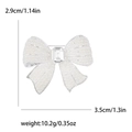 Silver bow brooch with white pearls and a crystal gem, size 2.9cm by 3.5cm - Silver (MM-BR-2900-Silver-SL)