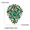 Spilla vintage dorata con cristalli verde smeraldo e strass, misura 8,5cm x 6,5cm - Verde (2809-GN)