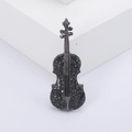 Elegante Geigenbrosche aus schwarzer Legierung mit grauen Strasssteinen auf weißem Stand - Schwarz (MM-BR-黑色-2964-BK)