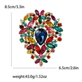Vintage heart-shaped alloy brooch with colorful rhinestones and blue teardrop stone - Multicolor (2809-MX)