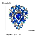 Spilla a cuore con strass blu intenso in lega dorata, dimensioni 8,5x6,5cm - Blu (2809-BL)