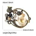 Vintage crystal flower brooch in champagne gold finish with precise dimensions - Champagne