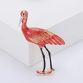 Broche grue en émail rouge élégante avec détails dorés dans un design minimaliste - Rouge