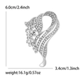 Silver alloy rhinestone brooch in abstract floral design, size 6.0cm x 3.4cm, 16.1g - Silver