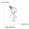 Niedliche weiße Emaille-Schneemann-Brosche mit bunten Punkten und Kristallen für Weihnachten - Schneemann Stil (2991-WH) / Weiß