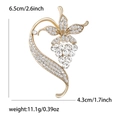 Elegant gold vine brooch with white rhinestones and leaf design for women fashion - Gold