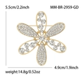 Eleganter vergoldeter Blumenanstecker mit funkelnden Strasssteinen und klaren Kristallen - Gold (MM-BR-2959-GD)
