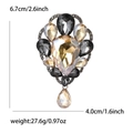 Retro-Brosche mit grauen und bernsteinfarbenen Kristallen, Maße 6,7 cm x 4,0 cm - Kaffeegold-Champagner-3005-CH
