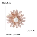 Elegant daisy flower brooch in pink and gold with white pearl detail, 3.6cm size - Pink