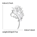 Luxury pearl grape cluster brooch with rhinestones measuring 6.8cm x 4.0cm dimensions - Silver