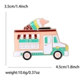 Cartoon ice cream truck enamel brooch pin for women with detailed size measurements - Colorful