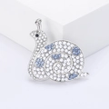 Fashionable snail pearl brooch with blue rhinestone floral pattern on white base - Silver