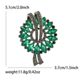 Retro emerald and charcoal marquise crystal flower brooch pin for suits and sweaters - Antique Gold Green