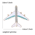 Creative airplane brooch in alloy with blue and white enamel inlay and sparkling rhinestones - Gold-Blue (2648-BL)