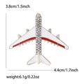 Golden alloy airplane brooch with white enamel wings and sparkling crystal rhinestones - Gold-Red (2648-RD)