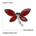Red crystal dragonfly brooch pin with silver alloy base for women suit or coat decor - Red (2946-RD)