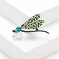 Prachtige libelle speld met strassteentjes in groen en geel voor pak accessoires - Groen