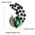 Broche de pavo real vintage con cristales verdes y aleación dorada para mujer - Verde