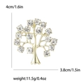 Spilla a albero dorata con strass, altezza 4cm per larghezza 3,8cm, elegante accessorio pianta - Oro