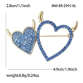 Maße der blauen Strass-Teufelsherz-Brosche: 4,9 cm Breite und 2,8 cm Höhe im Detail - Blau